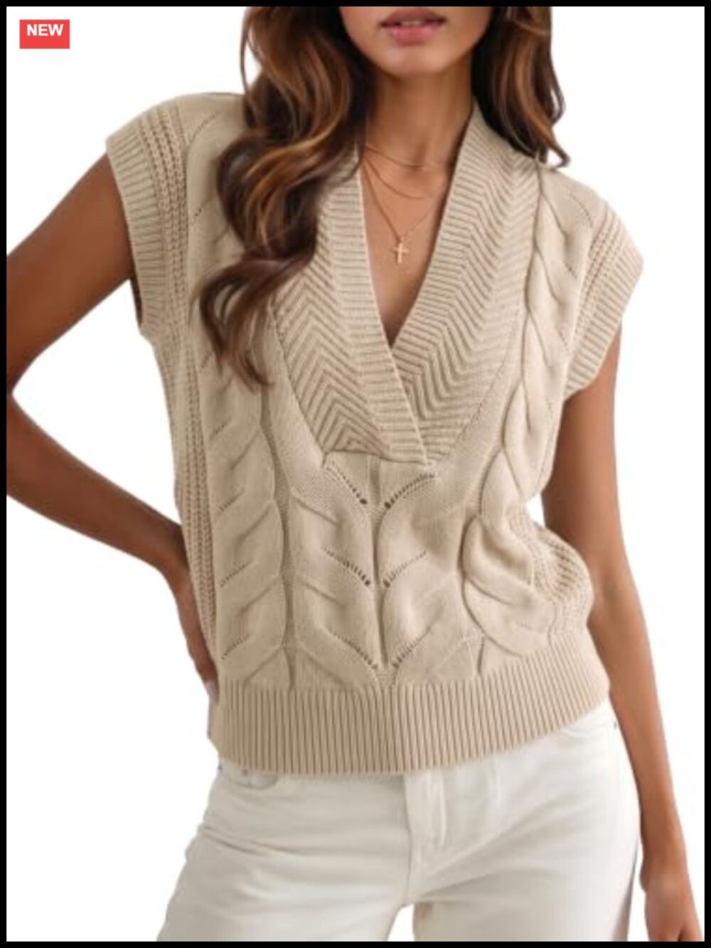 Dokotoo Women's V Neck Sleeveless Oversized Sweater Vest Knit